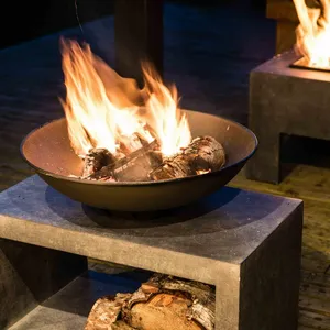 Ivyline Firebowl on Rectangle Console - Cement