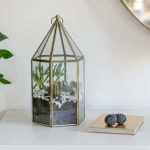 Ivyline Glasshouse Terrarium - Antique Brass