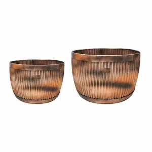 Ivyline Hampton Copper Bowl Planter Set of 2 - image 1