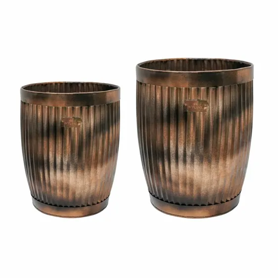 Ivyline Set of 2 Hampton Copper Planters - image 1