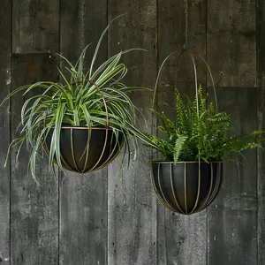 Ivyline Kensington Brass Hanging Planter - Large - image 1