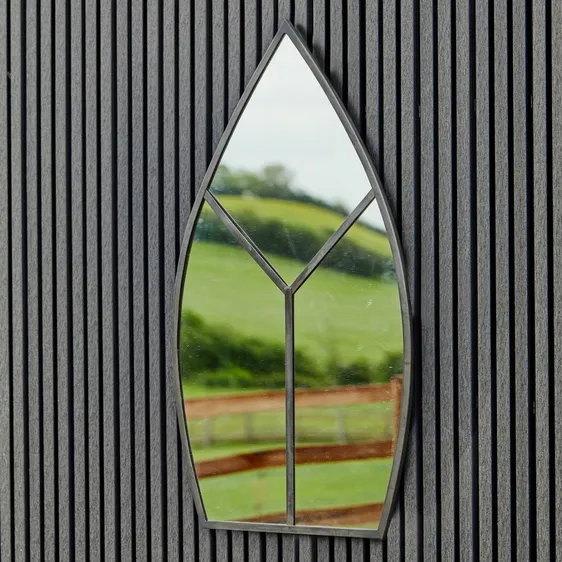 Ivyline Outdoor Leaf Arch Mirror - Black - image 1