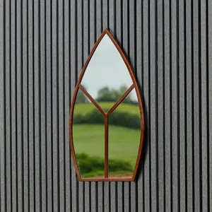 Ivyline Outdoor Leaf Arch Mirror - Rust