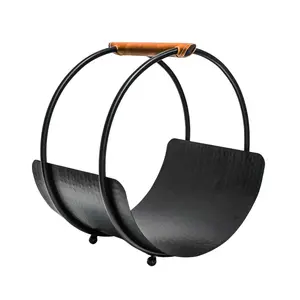 Ivyline Leather Handle Black Log Holder