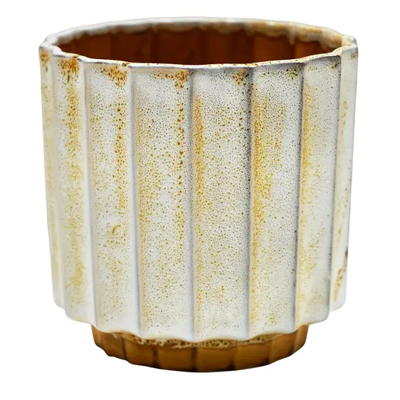 Ivyline Lugano Mustard Reactive Glaze Planter - Large - image 1