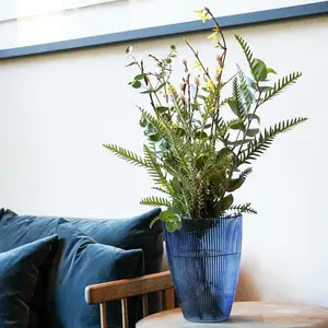 Ivyline Navy Ribbed Tall Vase - image 1