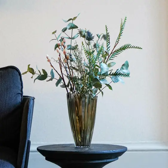 Ivyline Mocha Ribbed Vase 20cm - image 1