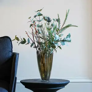 Ivyline Mocha Ribbed Vase 20cm - image 1