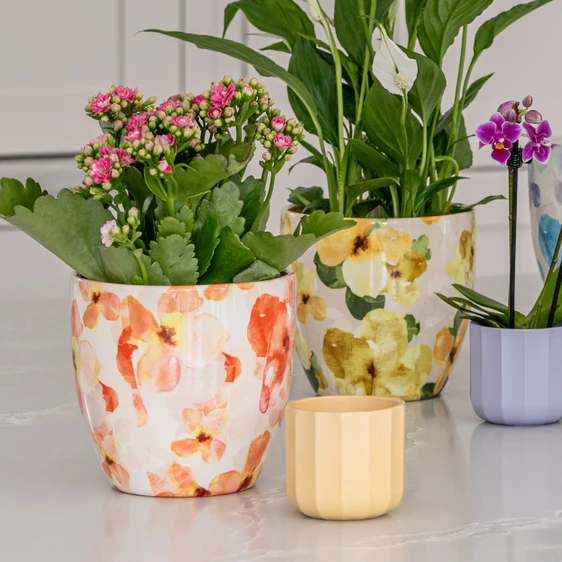 Ivyline Monza Floral Orange Planter - image 1