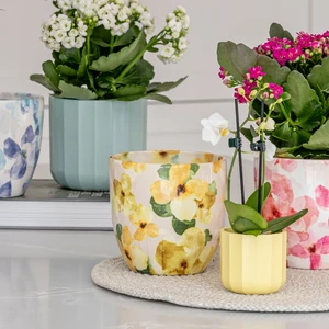 Ivyline Monza Floral Yellow Planter - image 1