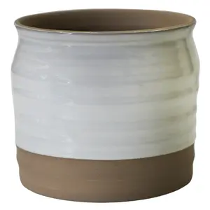 Ivyline Puro Lipped White Ripple Planter - image 1