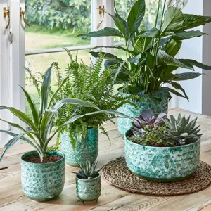 Ivyline Reactive Glaze Emerald Planter - Medium - image 2