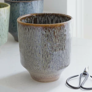 Ivyline Reactive Glaze Orchid Planter - Mocha - image 2