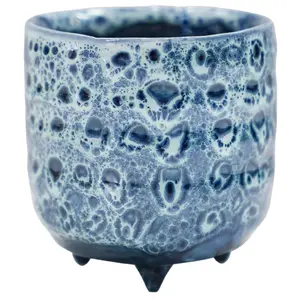 Ivyline Reactive Glaze Sapphire Planter On Foot - image 1