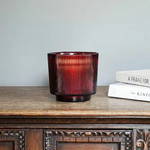 Ivyline Ribbed Burgundy Candle Holder - Small - image 1