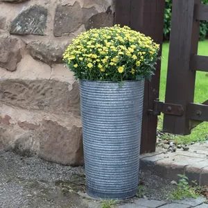 Ivyline Ribbed Galvanised Vase - image 1