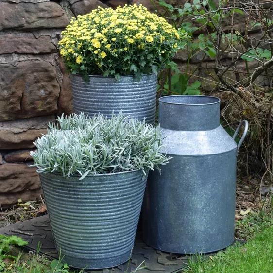 Ivyline Ribbed Galvanised Vase - image 2