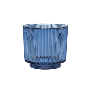 Ivyline Ribbed Navy Candle Holder - Small