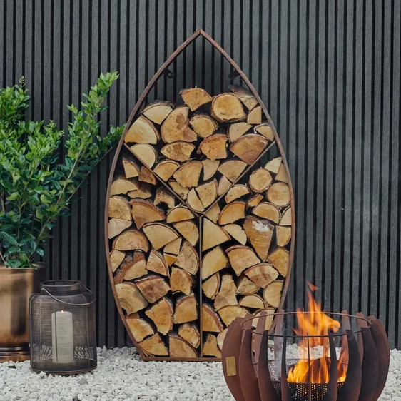 Ivyline Sculptural Leaf Arch Log Storage - image 1