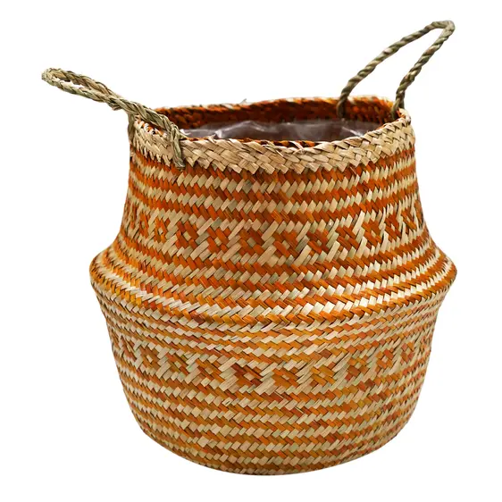 Ivyline Seagrass Tribal Amber Lined Basket - image 2