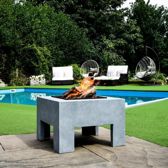 Ivyline Square Firebowl on Console - Cement - image 1