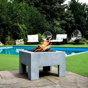 Ivyline Square Firebowl on Console - Cement - image 1