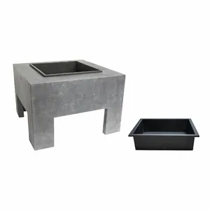 Ivyline Square Firebowl on Console - Cement - image 3
