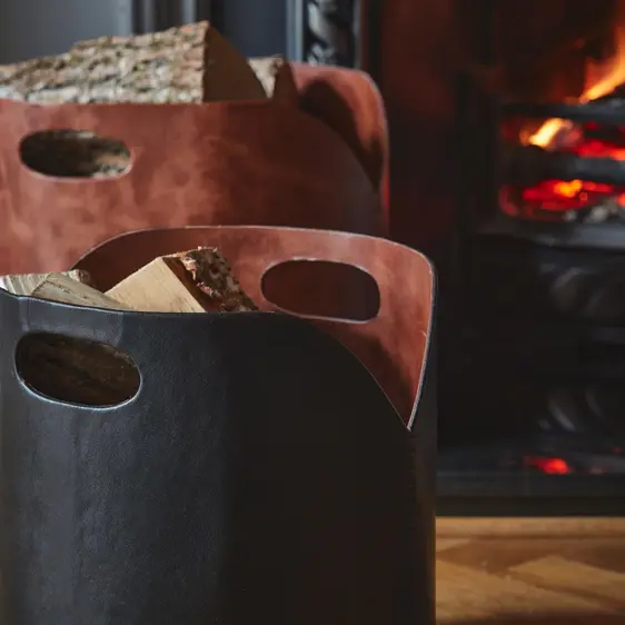 Ivyline Black Faux Leather Log Bucket - image 2