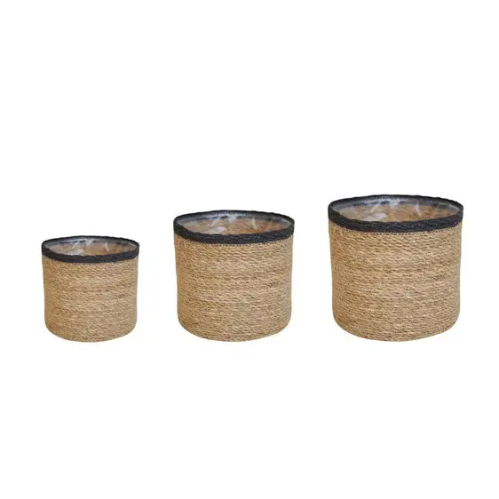 Ivyline Theo Basket Planter Set - Grey Rim