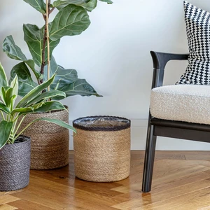 Ivyline Theo Grey Rim Basket Planter 17cm - image 1