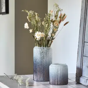 Ivyline Verre Tall Ribbed Atlantic Blue Vase - image 1