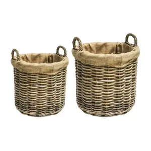 Ivyline Wicker Round Log Basket Set - image 2