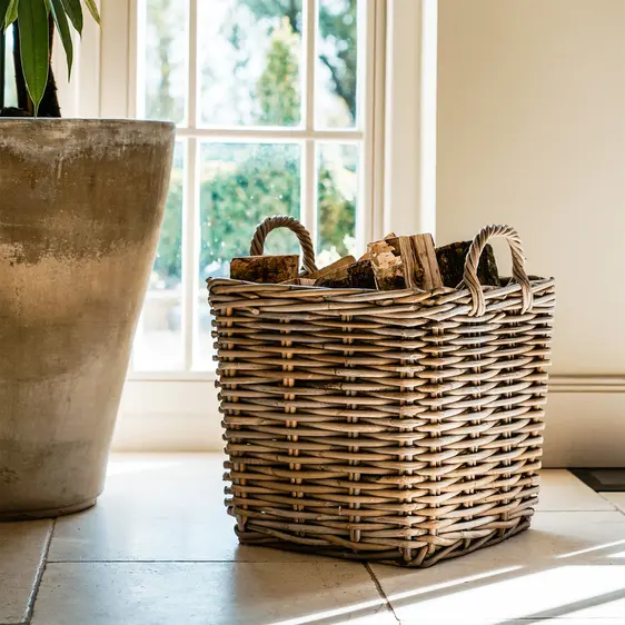 Ivyline Wicker Square Log Basket Set - image 1