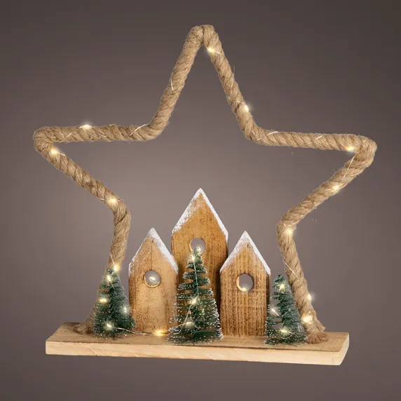 Jute Star Illuminated Table Decoration