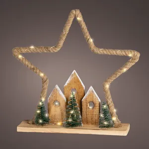 Jute Star Illuminated Table Decoration