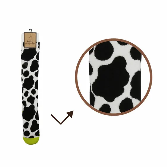 Ladies Cow Print Welly Socks