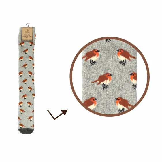 Ladies Garden Robin Welly Socks