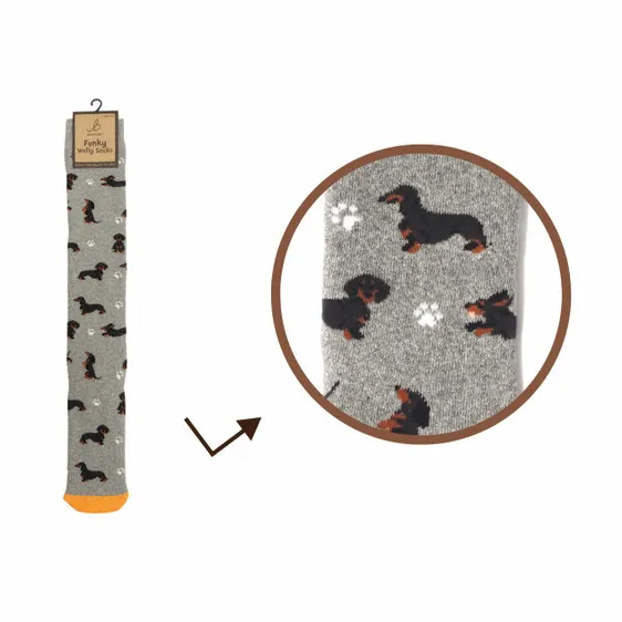 Ladies Sausage Dog Welly Socks