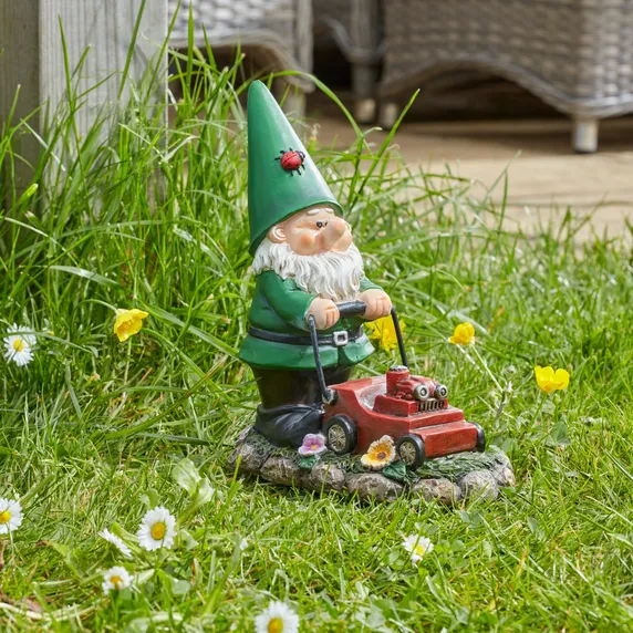 Lawnmowing Gnome Ornament