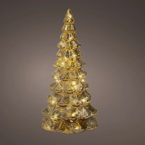 Light Up Decorative Gold Glass Tree - 21cm
