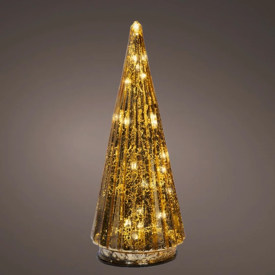 Light Up Decorative Gold Straight Glass Tree - 24cm