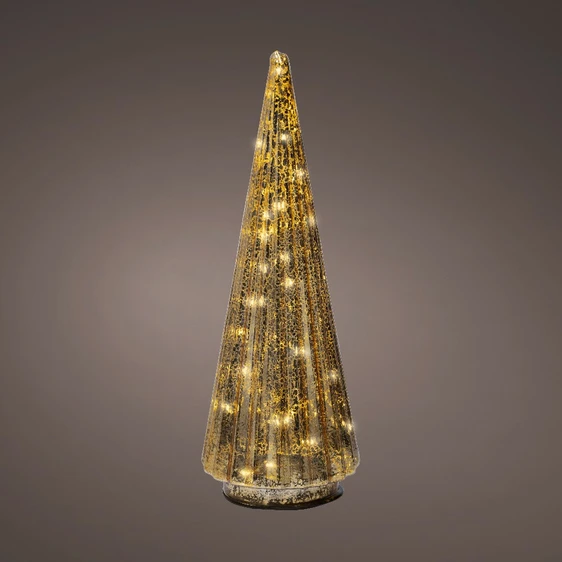 Light Up Decorative Gold Straight Glass Tree - 32cm