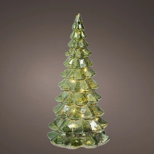 Light Up Decorative Green Glass Tree - 21cm