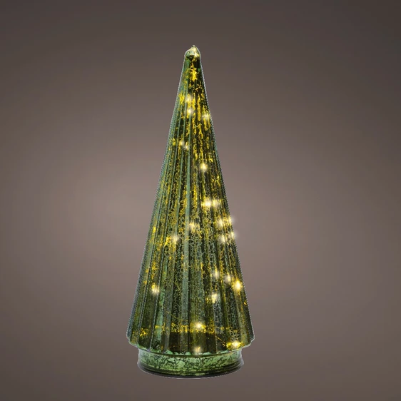Light Up Decorative Green Straight Glass Tree - 24cm