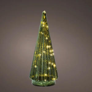 Light Up Decorative Green Straight Glass Tree - 24cm