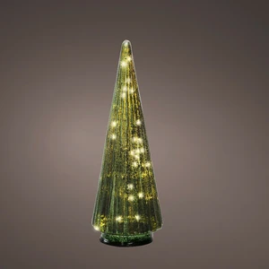 Light Up Decorative Green Straight Glass Tree - 32cm
