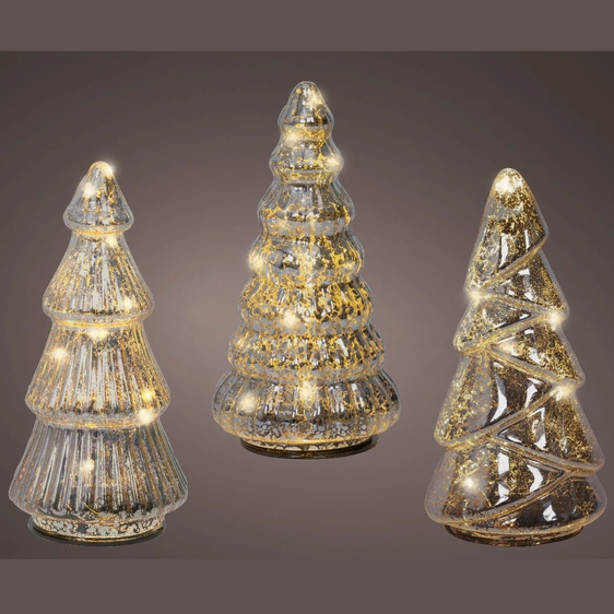 Light Up Decorative Silver Glass Tree Set