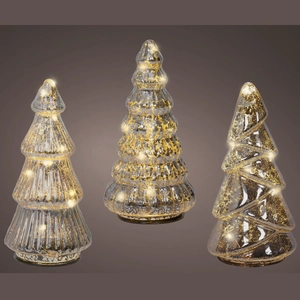 Light Up Decorative Silver Glass Tree Set