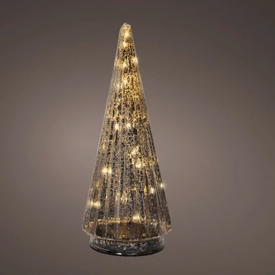 Light Up Decorative Silver Straight Glass Tree - 24cm