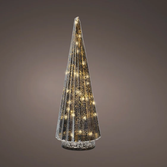 Light Up Decorative Silver Straight Glass Tree - 32cm